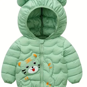 Kinderjas met tijgerkap | Gewatteerde jas met rits, warme jas voor baby’s en peuters herfst/winter