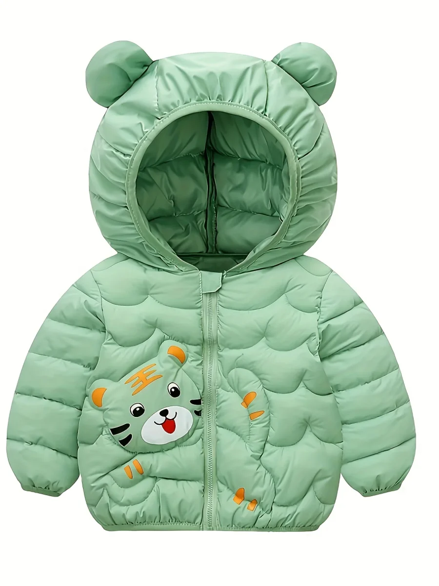 Kinderjas met tijgerkap | Gewatteerde jas met rits, warme jas voor baby’s en peuters herfst/winter