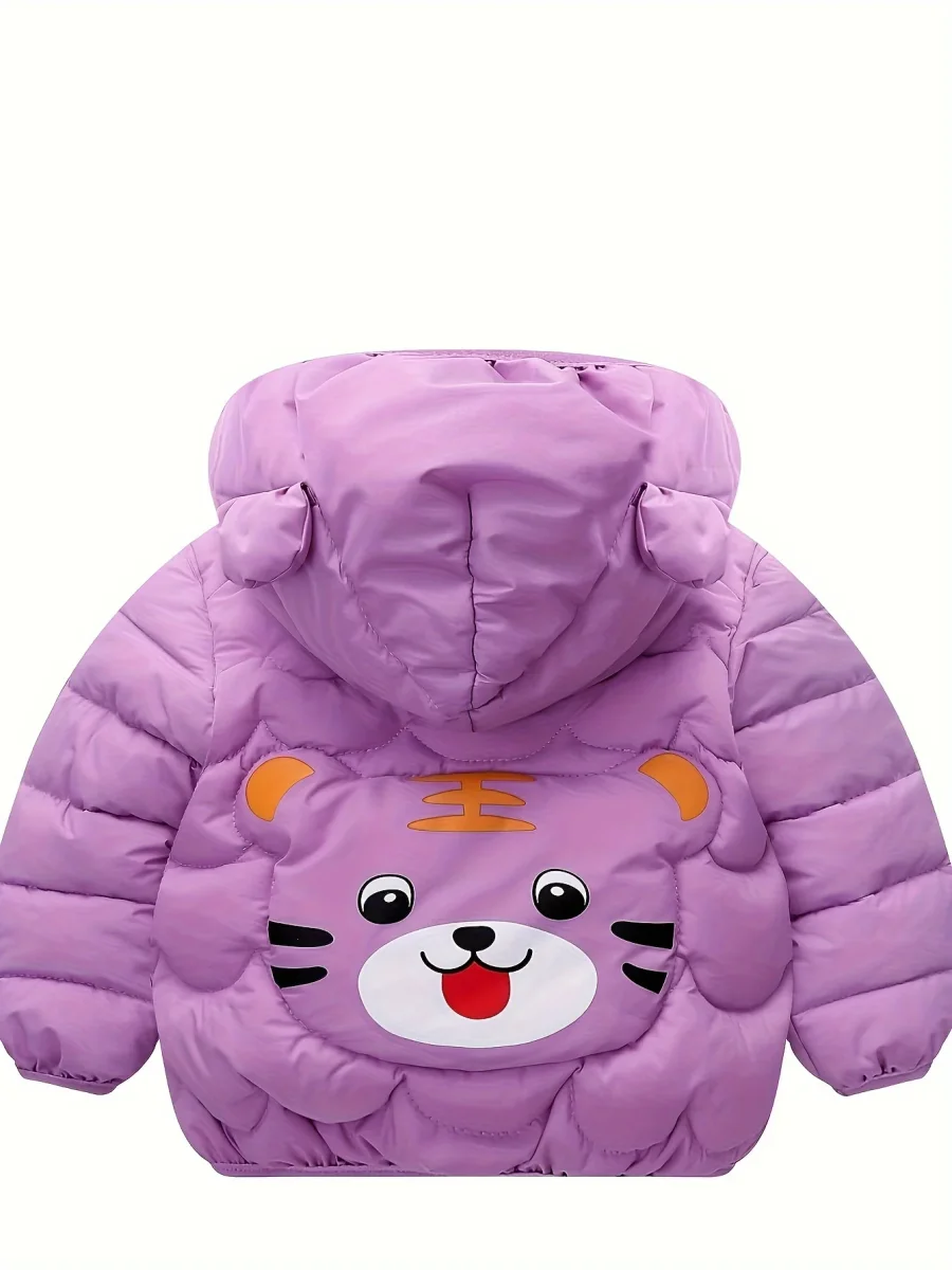 Kinder winterjas met capuchon | Warme parka dierenprint - Afbeelding 8