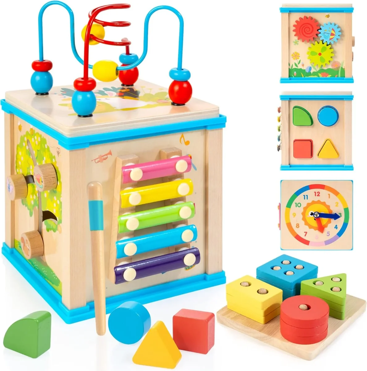 Houten Activiteiten Kubus 7-in-1 | Montessori Speelgoed 1 Jaar