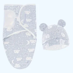 1 Set Schattige Cartoon Handdoek en Hoed Bundle | Zachte en Cozy Swaddle Dekens voor Baby’s van 0 tot 12 maanden
