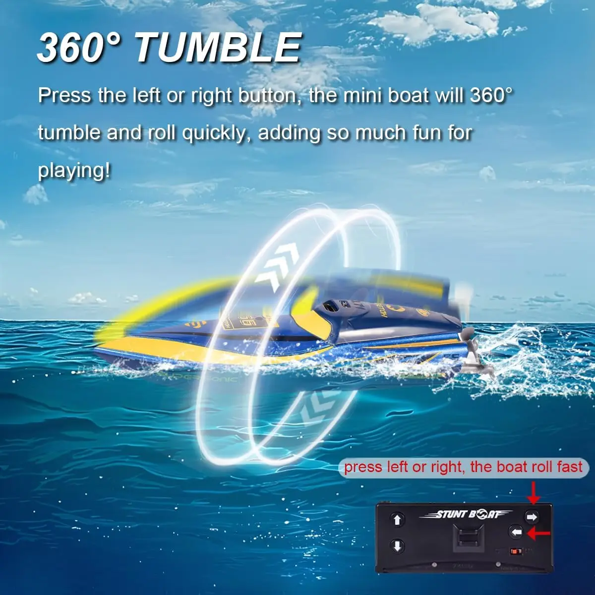 360° Roterende Snelle RC Boot | Speedboot voor zwembad & meer, 2.4GHz - Afbeelding 4