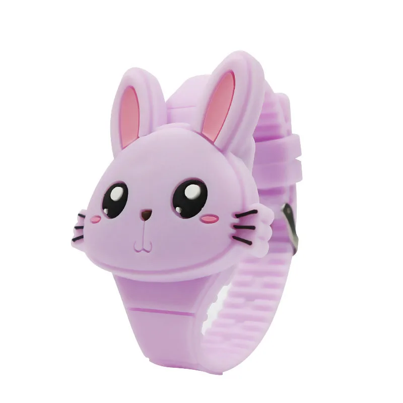 3D Cartoon LED Kinderhorloge | Konijn & Kat Siliconen Polshorloge, Verjaardagscadeau - Afbeelding 9