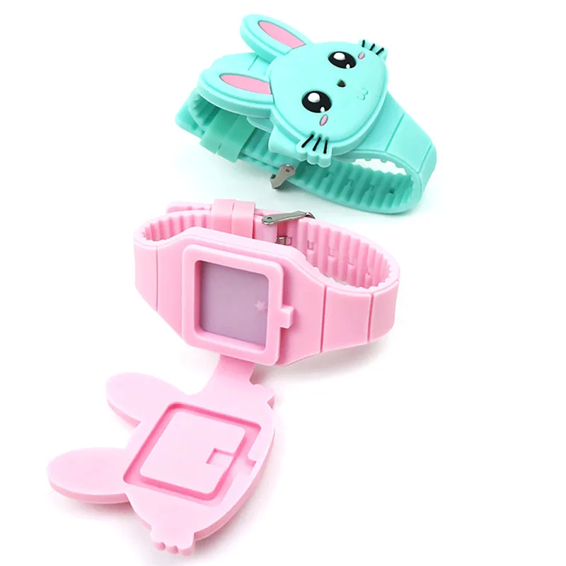 3D Cartoon LED Kinderhorloge | Konijn & Kat Siliconen Polshorloge, Verjaardagscadeau - Afbeelding 6