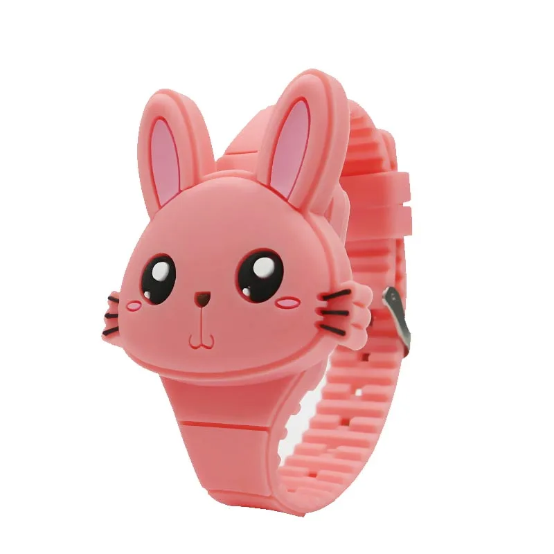 3D Cartoon LED Kinderhorloge | Konijn & Kat Siliconen Polshorloge, Verjaardagscadeau - Afbeelding 7
