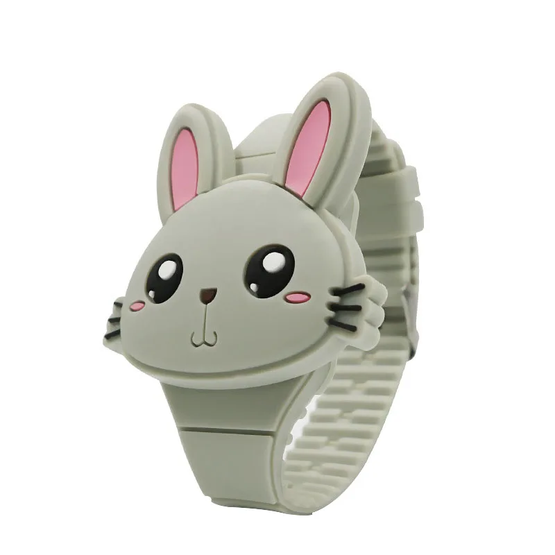 3D Cartoon LED Kinderhorloge | Konijn & Kat Siliconen Polshorloge, Verjaardagscadeau - Afbeelding 4