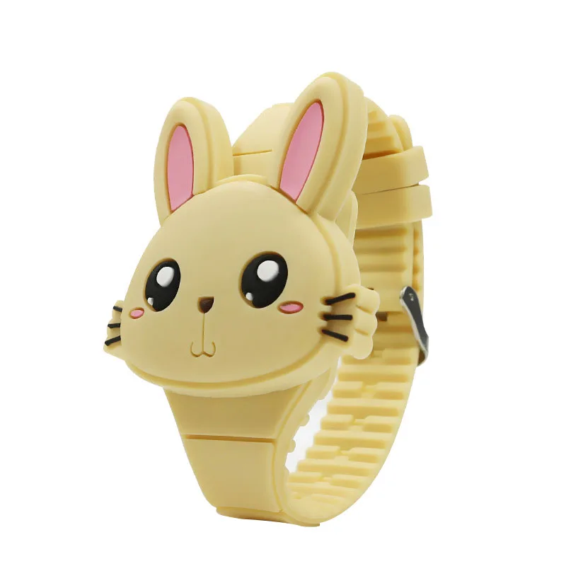 3D Cartoon LED Kinderhorloge | Konijn & Kat Siliconen Polshorloge, Verjaardagscadeau - Afbeelding 8