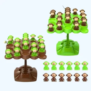 1 st Monkey Balance Boom | Dubbelzijdig Stappelspel voor Evenwicht voor Ouders en Kinderen, Indoor Spelletjes
