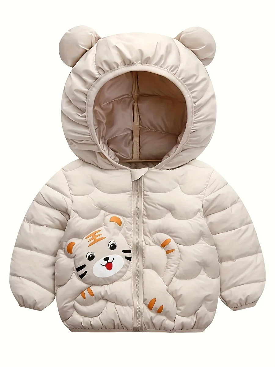 Kinder winterjas met capuchon | Warme parka dierenprint - Afbeelding 6