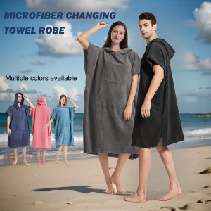 Microfiber Zwem Poncho Towel Robe met Kap | Sneldrogend, Super Absorberend, Warm en Lichtgewicht